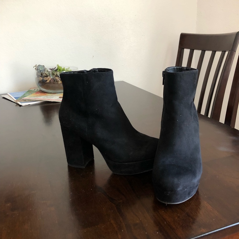 Black Suede Heeled Boots
